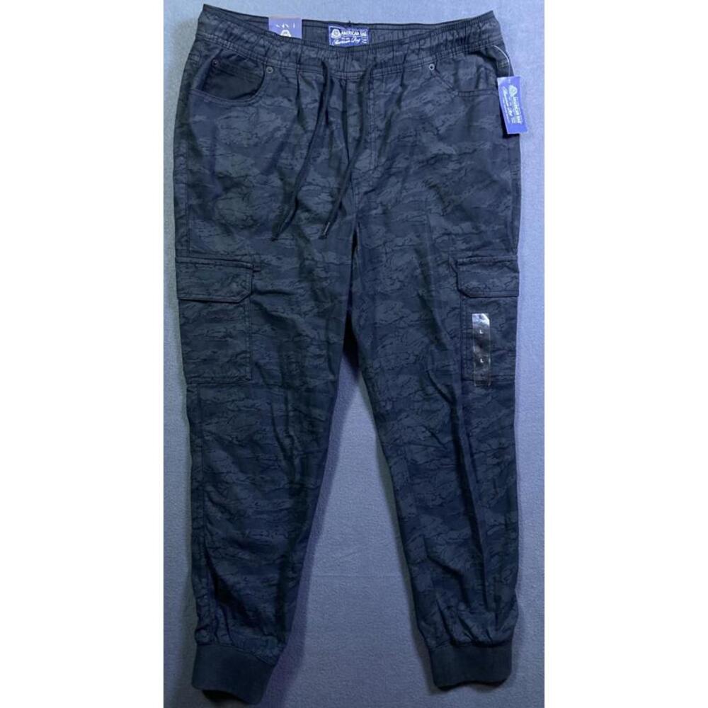 NEW American Rag Stretch Sweatpants Joggers Moto Style Black Camo Mens Large NWT
